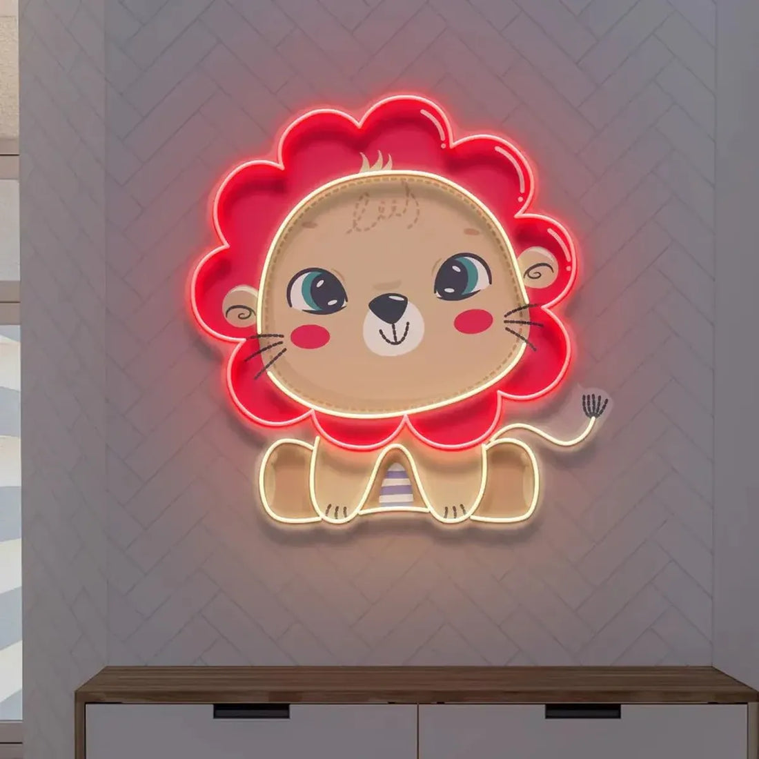 Cute Baby Lion Neon Sign – A Roaringly Adorable Glow for Kids' Rooms - Neon Brothers
