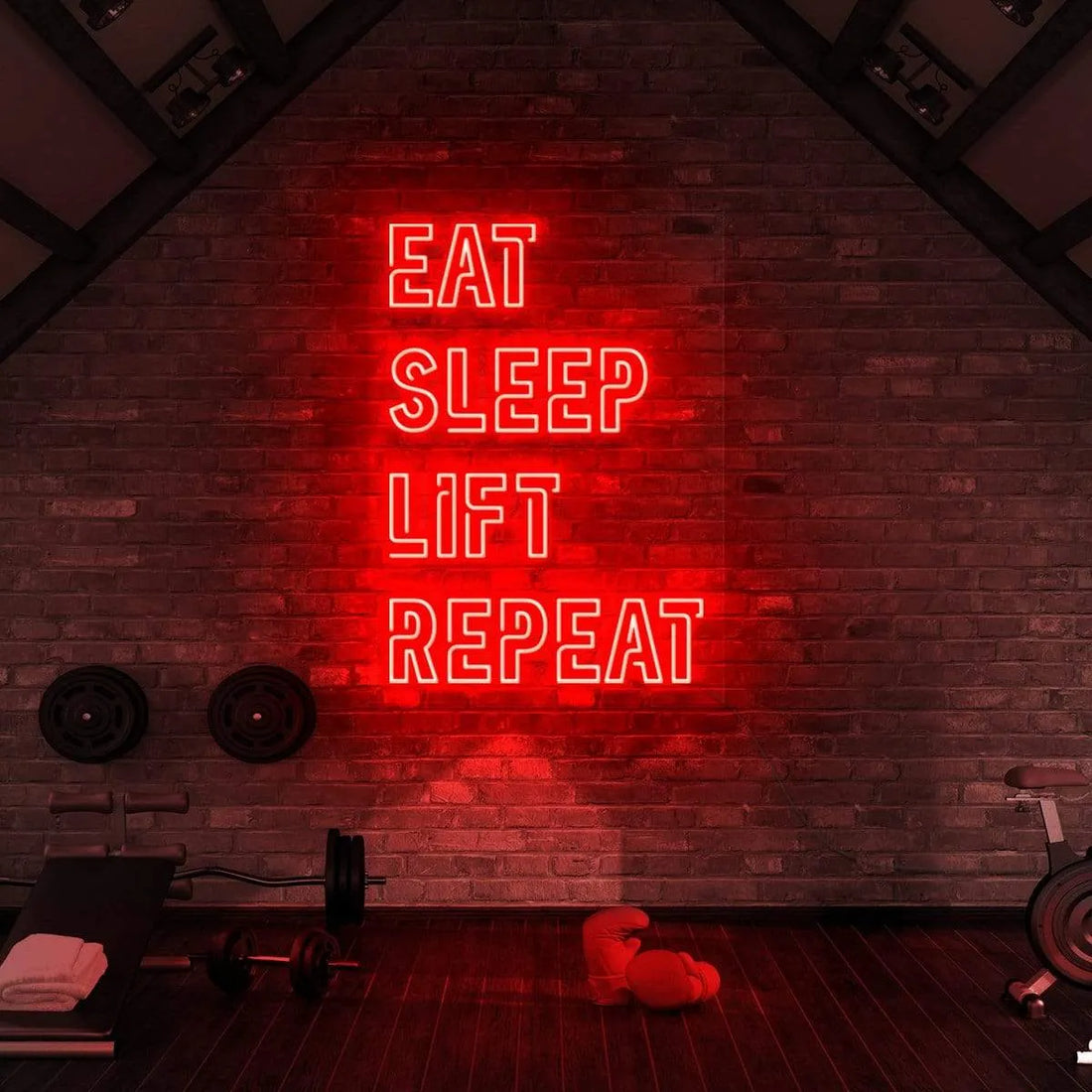 Eat Sleep Lift Repeat Neon Sign | Motivational LED Light