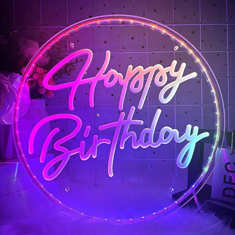 Happy Birthday Neon Sign – LED Light for Party Backdrop & Celebrations - Neon Brothers