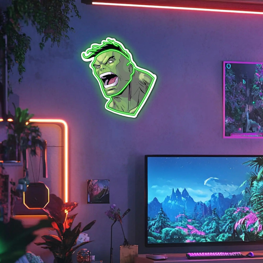 Hulk UV-Printed Neon Sign – Marvel Wall Decor