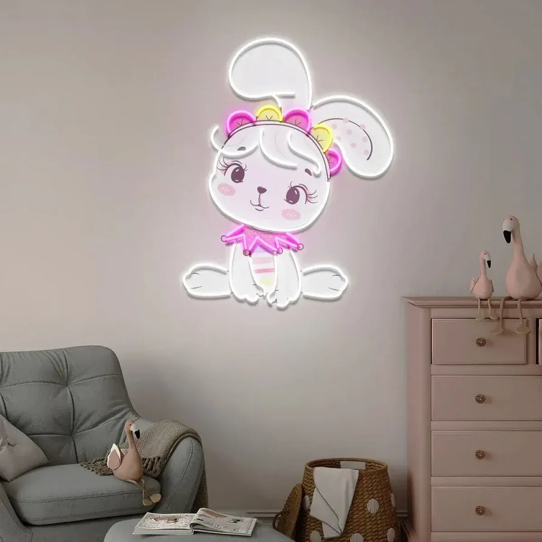 Personalized Baby Rabbit Girl Neon Sign – A Magical Glow for Little Ones - Neon Brothers