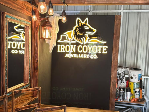 LED Logo Sign For Festival Booth- Iron Coyote Jewellery