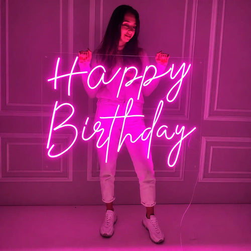 Aesthetic Neon Happy Birthday Signs