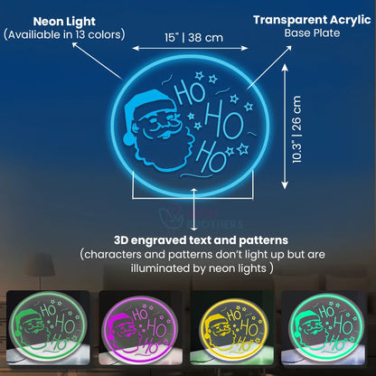 Santa Claus "Ho Ho Ho"  Laser Engraved Neon Sign