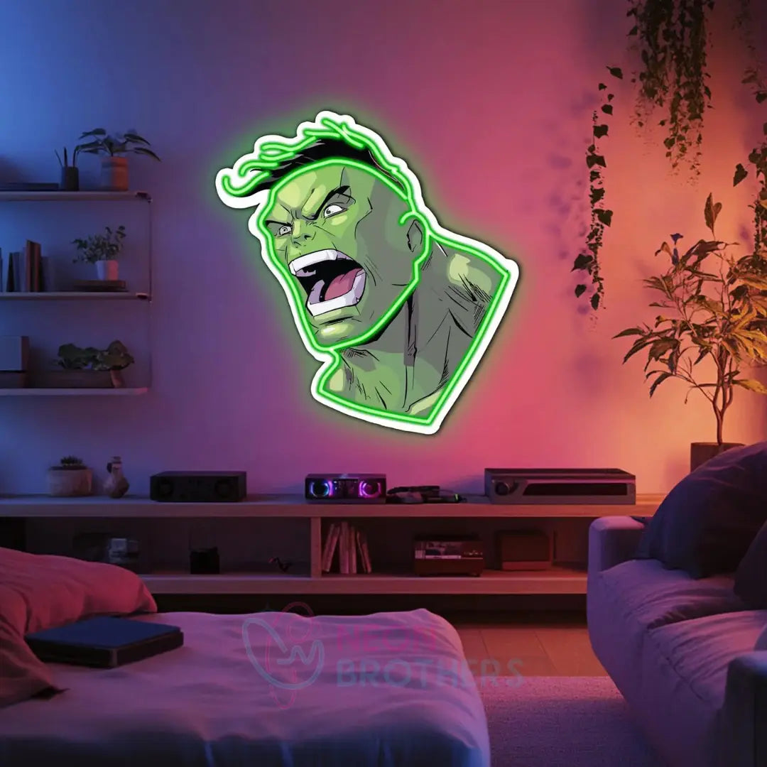 UV Printed Hulk Neon Sign | Custom LED Marvel Neon Wall Art