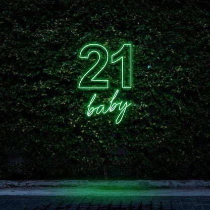 "21 BABY" BIRTHDAY NEON SIGN - Neon Brothers - #tag1# - #tag2# - #tag3# - #tag4# - "21 BABY" BIRTHDAY NEON SIGN