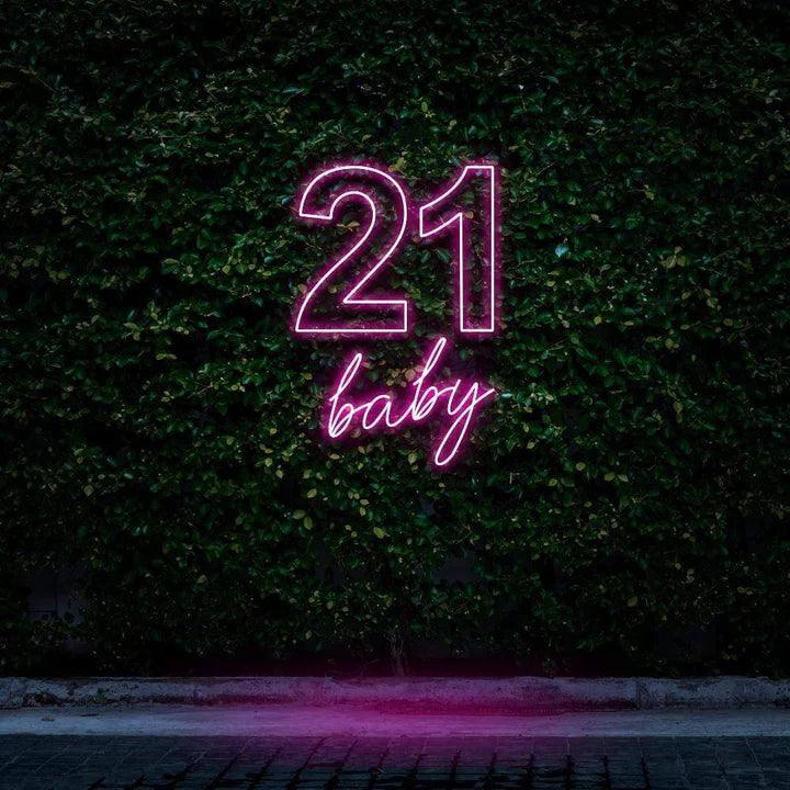 "21 BABY" BIRTHDAY NEON SIGN - Neon Brothers - #tag1# - #tag2# - #tag3# - #tag4# - "21 BABY" BIRTHDAY NEON SIGN