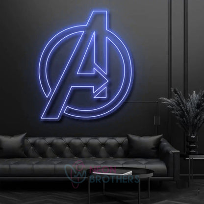 Avengers Logo Neon Sign | Custom LED Neon Wall Art for Marvel Fans | Iconic Superhero Decor