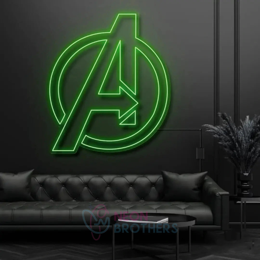 Avengers Logo Neon Sign | Custom LED Neon Wall Art for Marvel Fans | Iconic Superhero Decor