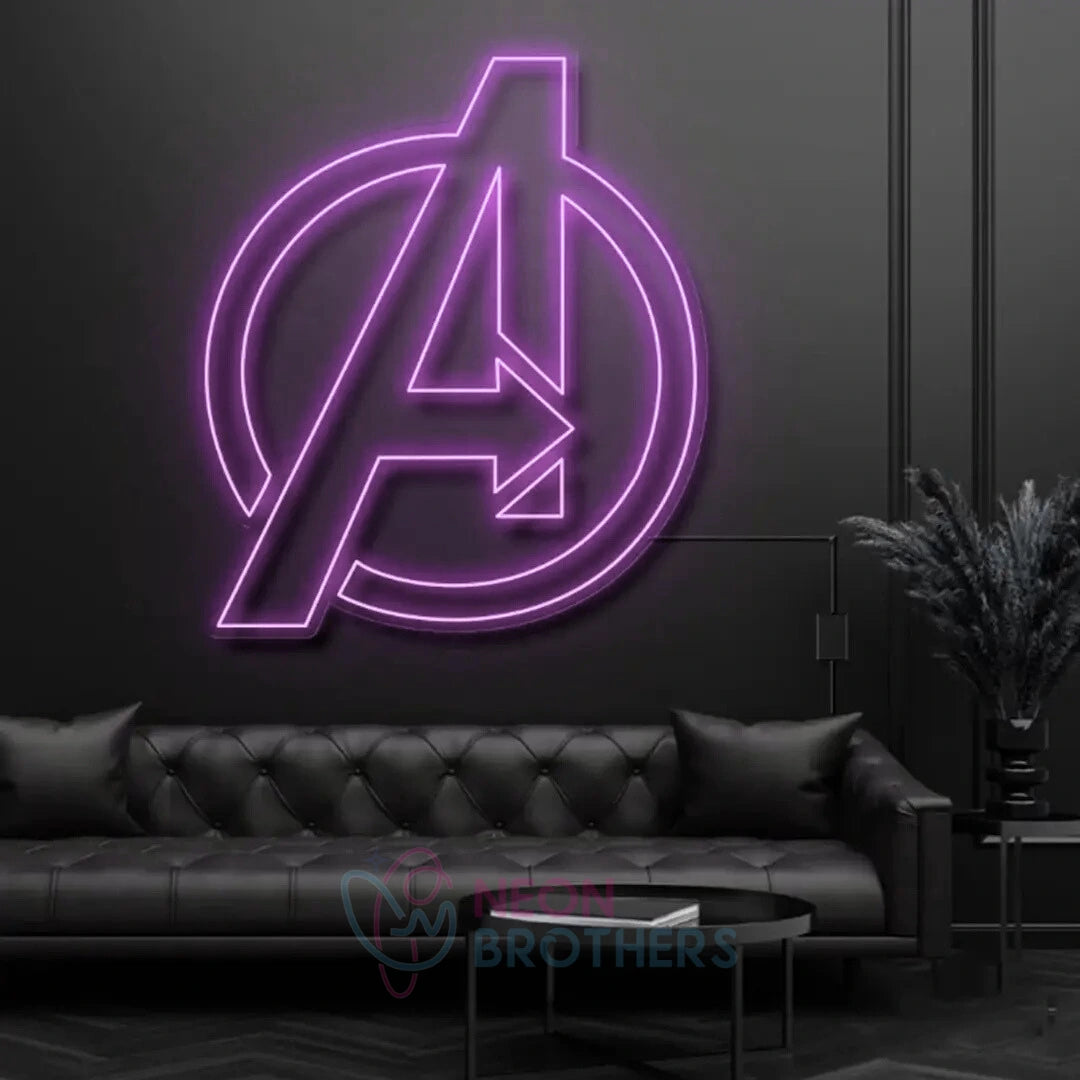 Avengers Logo Neon Sign | Custom LED Neon Wall Art for Marvel Fans | Iconic Superhero Decor