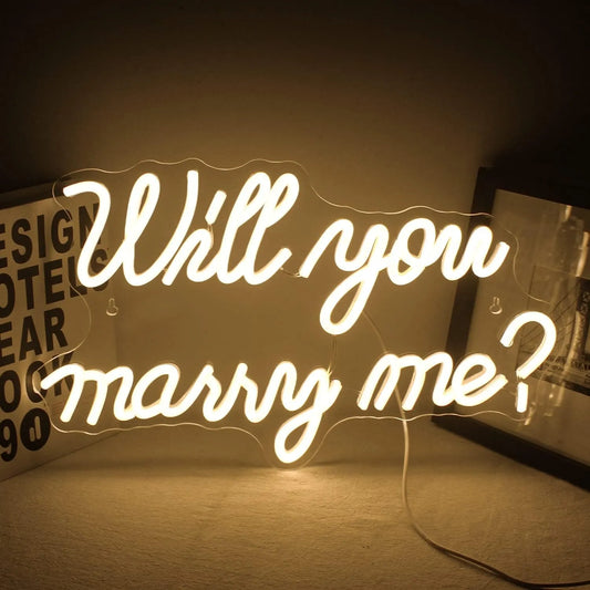 Will You Marry Me Neon Sign – LED Light for Wedding Proposals & Romantic Décor