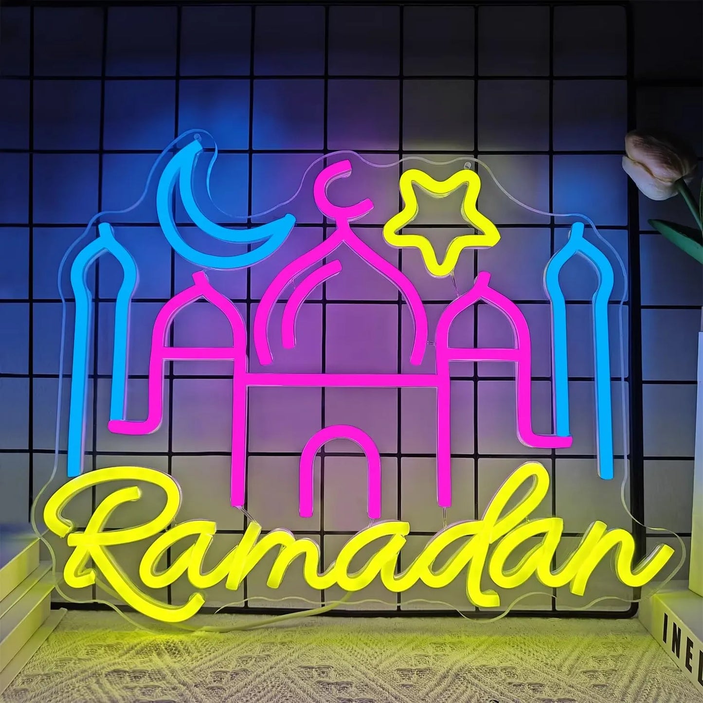 Ramadan Neon Sign – Dimmable Mosque LED Light for Islamic Home Décor & Gifts