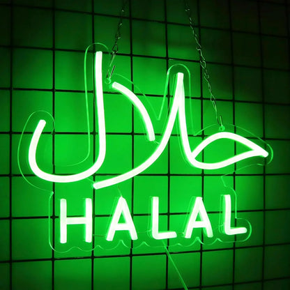 Halal Neon Sign | USB Powered LED Sign for Halal Food Restaurants & Stores