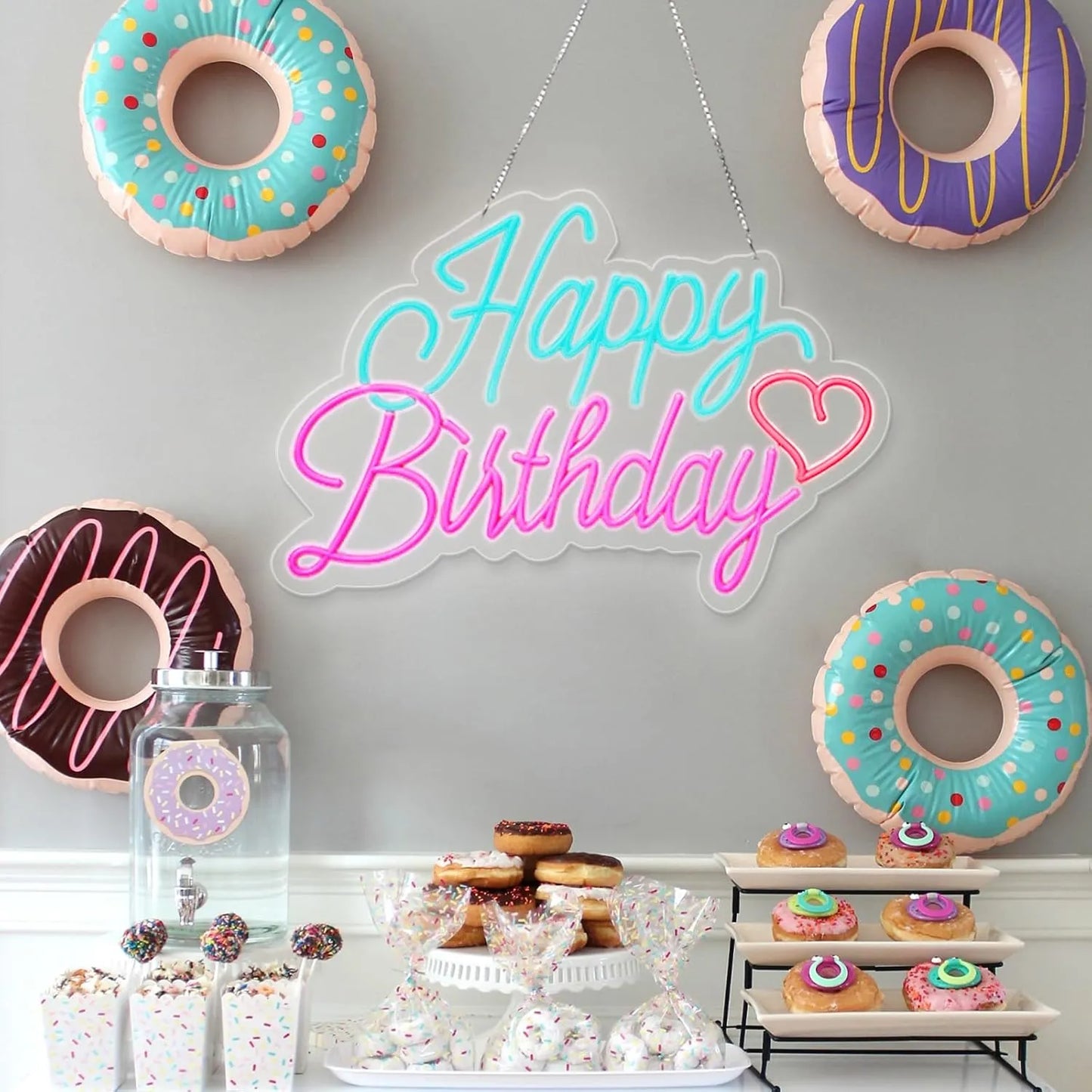 Happy Birthday Neon Sign – LED Wall Decor for Birthday Parties & Celebrations