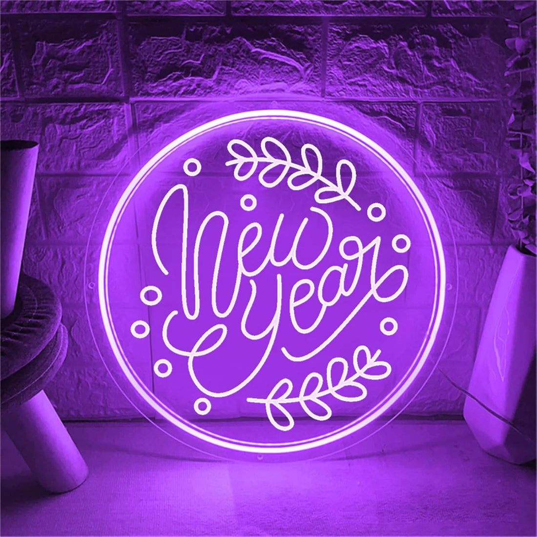 3D Engraving New Year Sign – Elegant LED Decor
