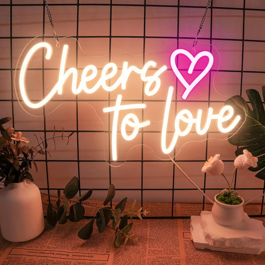 Cheers to Love Neon Sign – LED Light for Wall Décor & Gifts