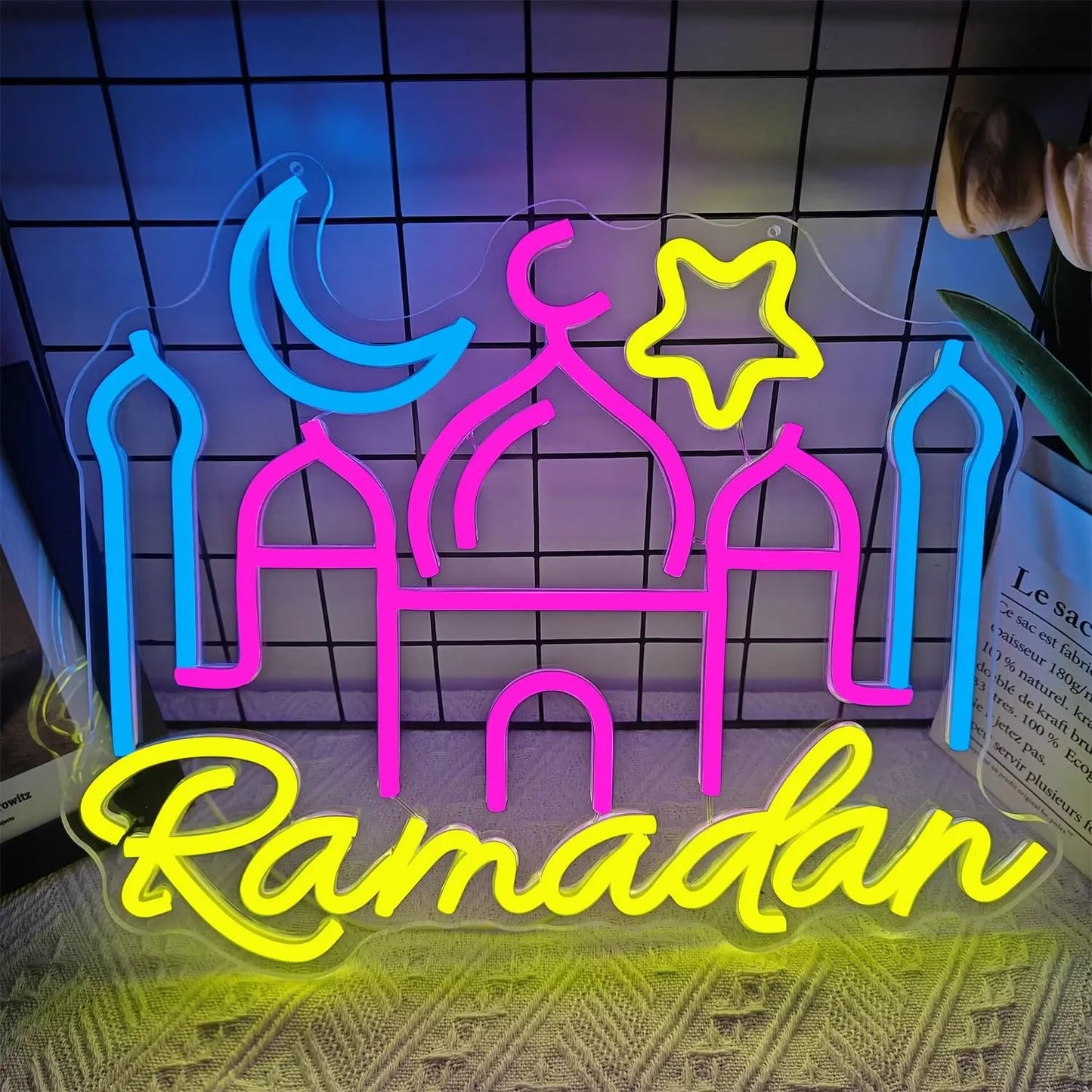 Ramadan Neon Sign – Dimmable Mosque LED Light for Islamic Home Décor & Gifts