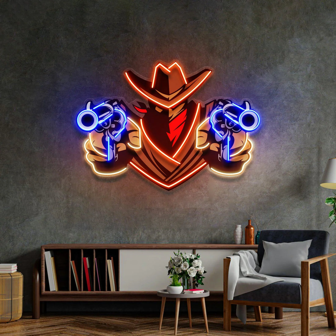 Aiming Guns Neon Sign – Gaming Pop Art Decor
