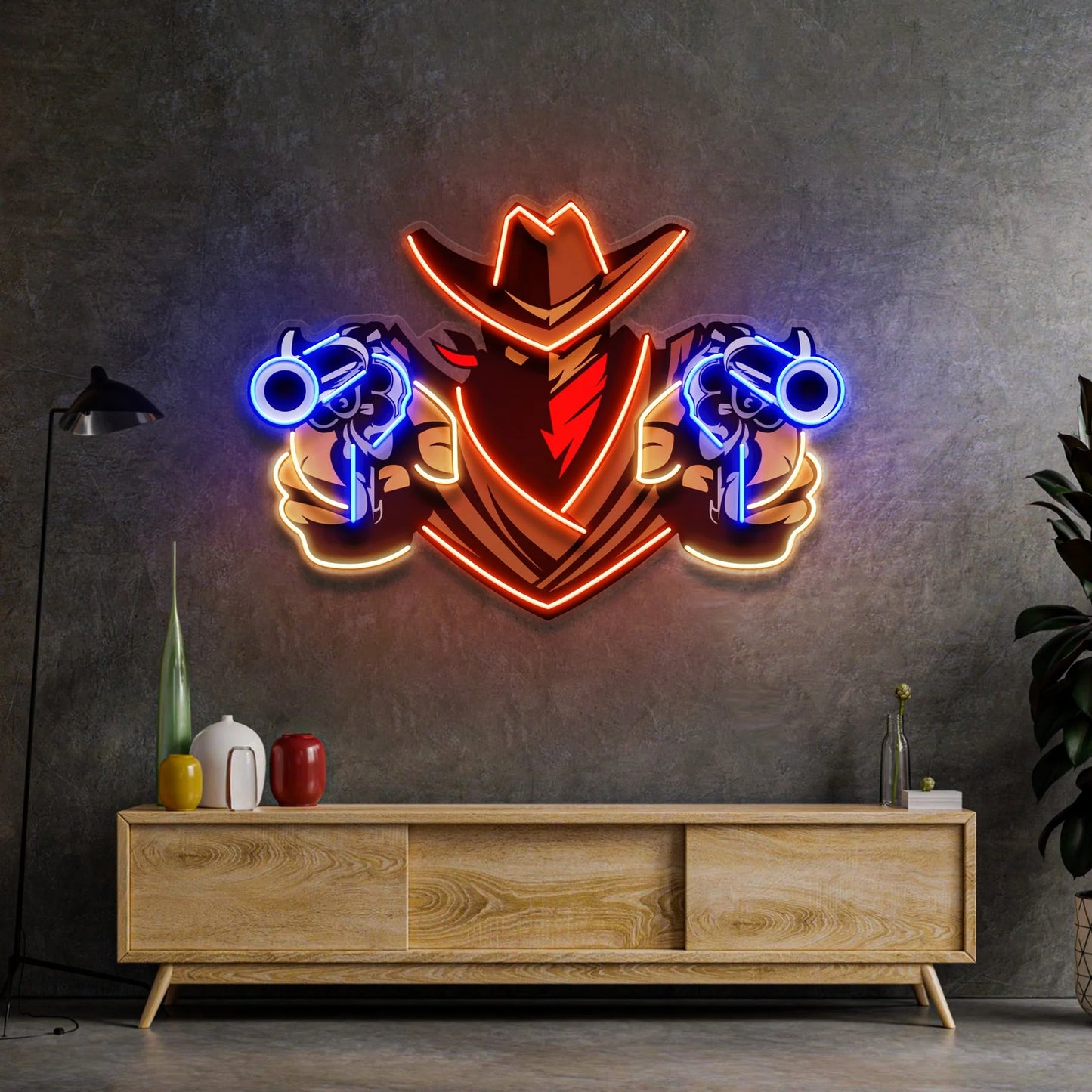 Aiming Guns LED Neon Sign Light – Pop Art Wall Decor for Game Rooms & More