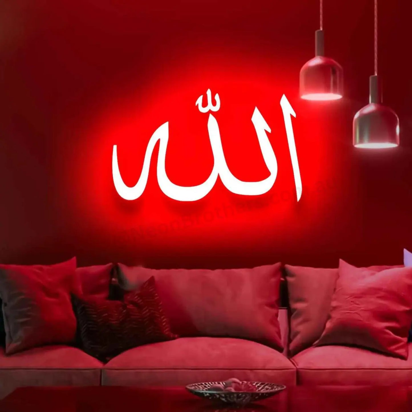 Allah Arabic name design with Neon Red Light