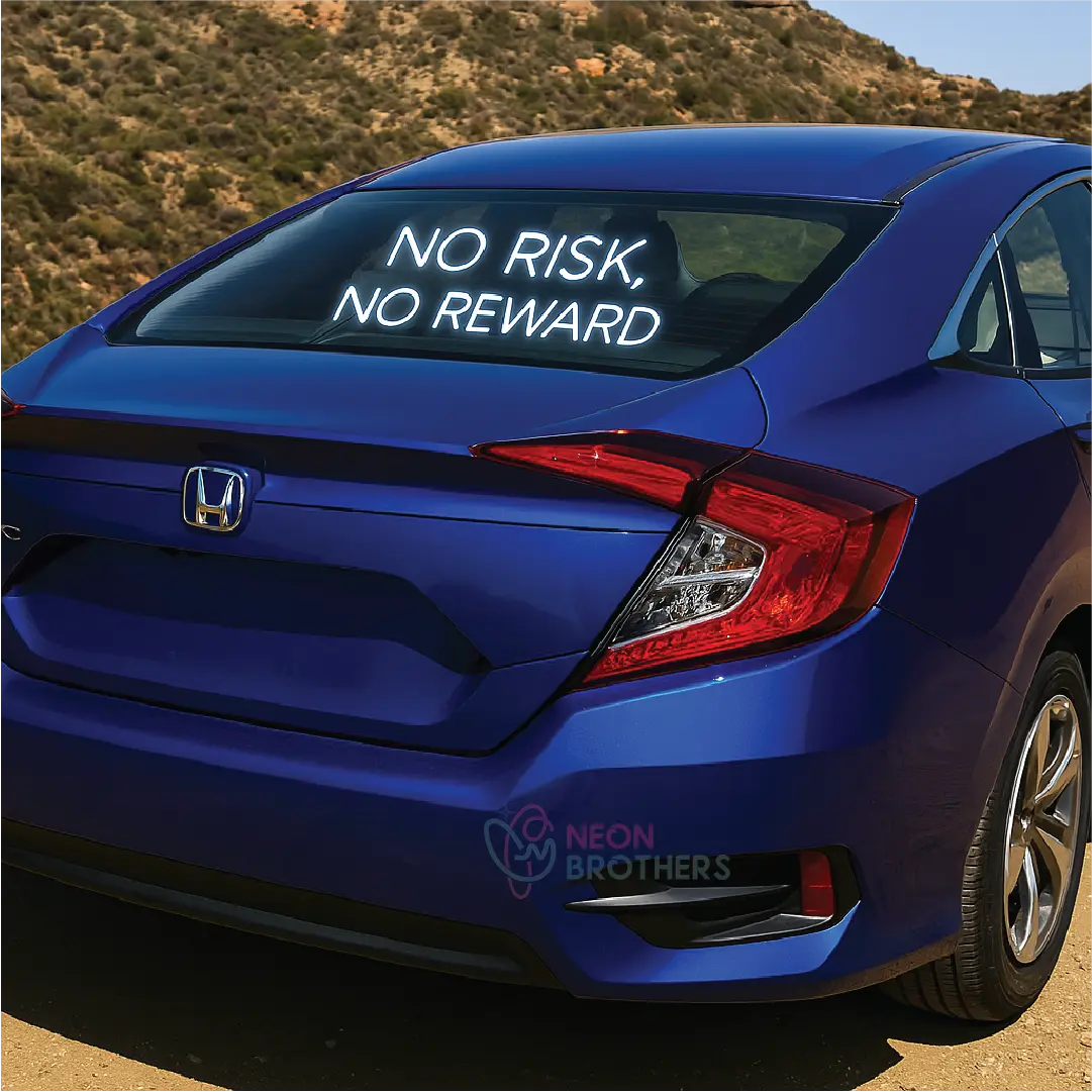 No Risk No Reward Neon Sign – Motivational LED Car Display | Bold Rear Window Decor