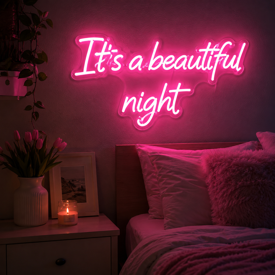 It's a Beautiful Night LED Neon Sign – Inspirational Bedroom Wall Light