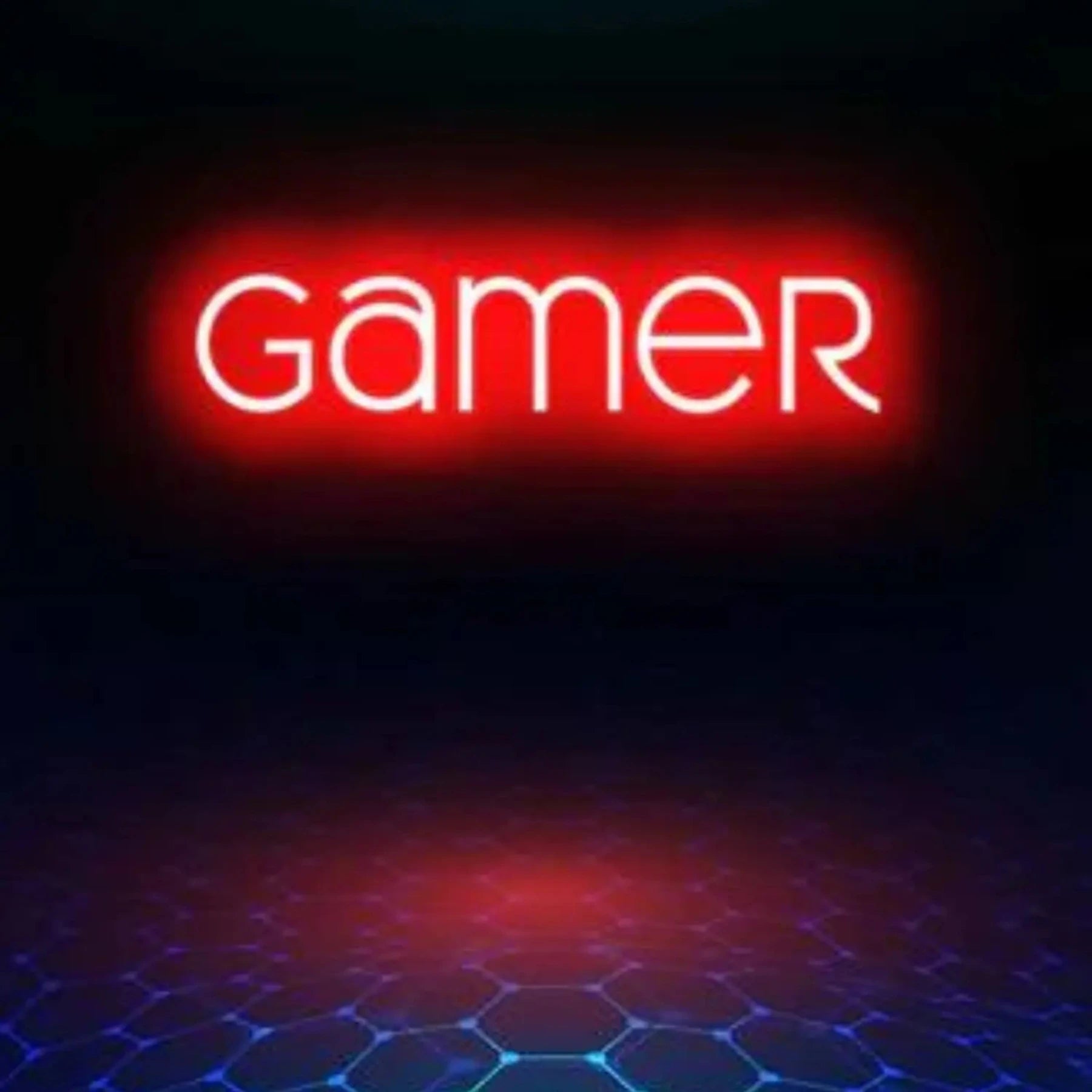 A red color neon sign says Gamer in beautiful ,stylish font