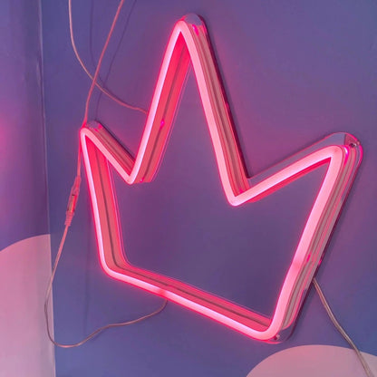 MINI CROWN LIGHT PINK WITH MIRROR ACRYLIC LED NEON SIGN-Neonsigns-45 x 90 cm-Light Pink-Neon Brothers