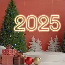 Happy New Year Digital 2025 Neon Sign Light 29x11 inch