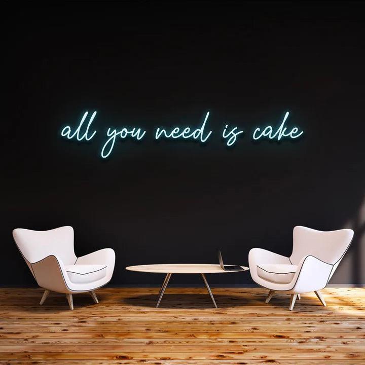 ''All you need is cake'' - LED Neon Sign-Neonsigns-45 x 90 cm-Ice Blue-No thanks-Neon Brothers