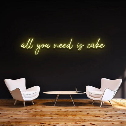 ''All you need is cake'' - LED Neon Sign-Neonsigns-45 x 90 cm-Yellow-No thanks-Neon Brothers