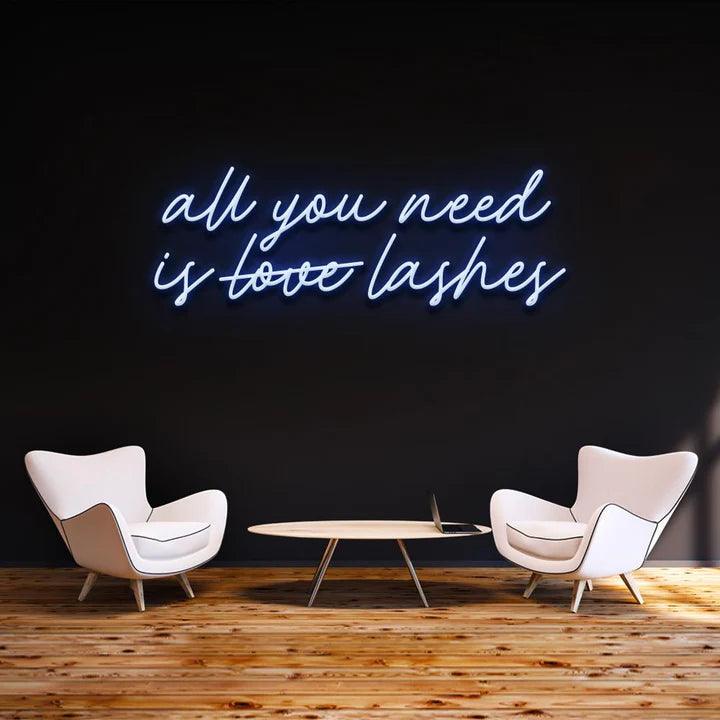 ''All you need is lashes'' - LED Neon Sign-Neonsigns-45 x 90 cm-Blue-Neon Brothers