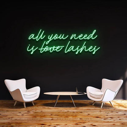 ''All you need is lashes'' - LED Neon Sign-Neonsigns-45 x 90 cm-Green-Neon Brothers