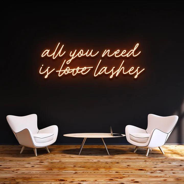 ''All you need is lashes'' - LED Neon Sign-Neonsigns-45 x 90 cm-Orange-Neon Brothers