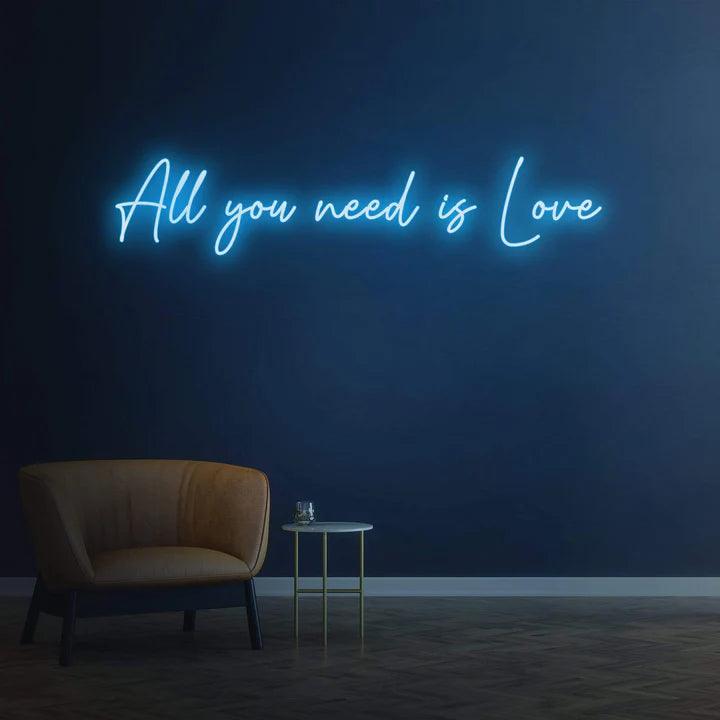 All you need is Love - LED Neon Sign-Neonsigns-Ice Blue-45 x 90 cm-Neon Brothers