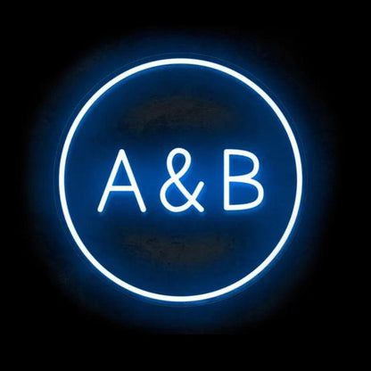 CIRCLE CUSTOM INITIALS SIGN | WEDDING NEON SIGN-Neonsigns-45 x 90 cm-Blue-Neon Brothers