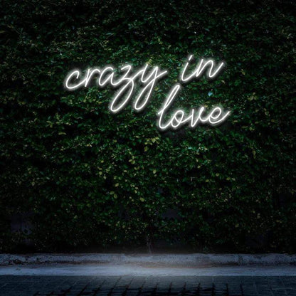 "CRAZY IN LOVE" NEON SIGN-Neonsigns-45 x 90 cm-White-Cut to Shape-Neon Brothers