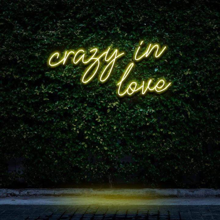 "CRAZY IN LOVE" NEON SIGN-Neonsigns-45 x 90 cm-Yellow-Cut to Shape-Neon Brothers