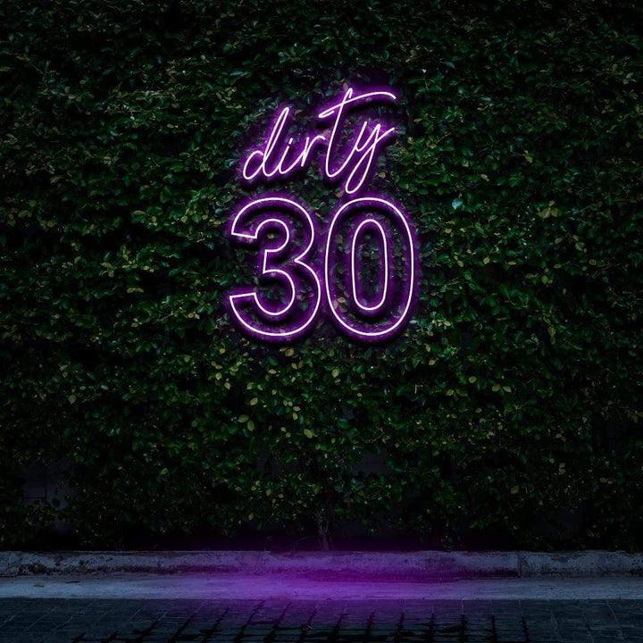 "DIRTY 30" BIRTHDAY NEON SIGN-Neonsigns-45 x 90 cm-Purple-Cut to Shape-Neon Brothers