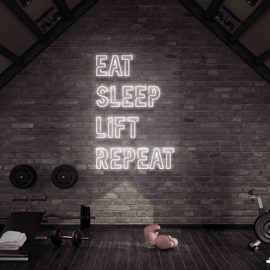 Eat Sleep Lift Repeat Neon Sign | Motivational LED Light
