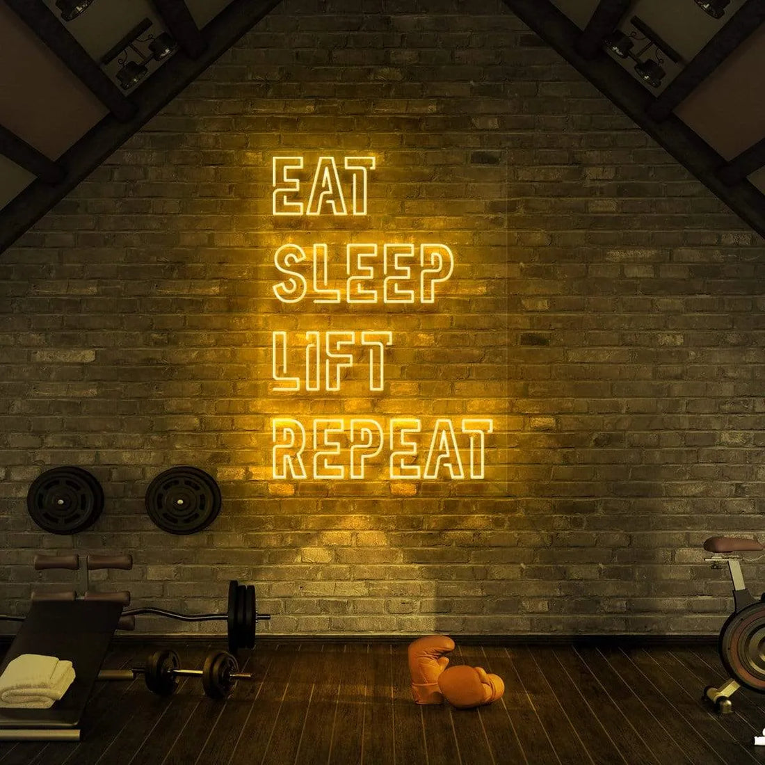 Eat Sleep Lift Repeat Neon Sign | Motivational LED Light