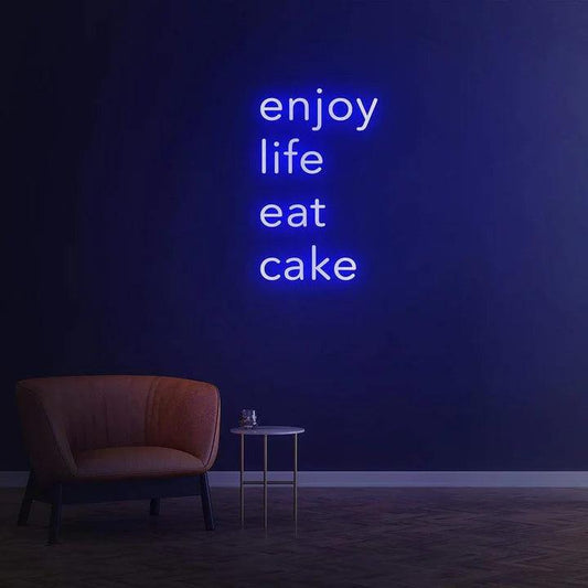 ENJOY LIFE EAT CAKE - LED NEON SIGN-Neonsigns-45 x 90 cm-Blue-Neon Brothers