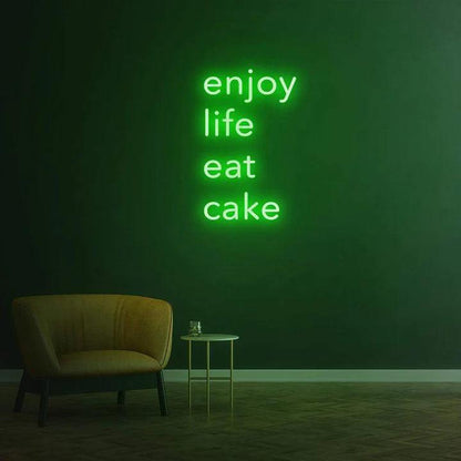 ENJOY LIFE EAT CAKE - LED NEON SIGN-Neonsigns-45 x 90 cm-Green-Neon Brothers