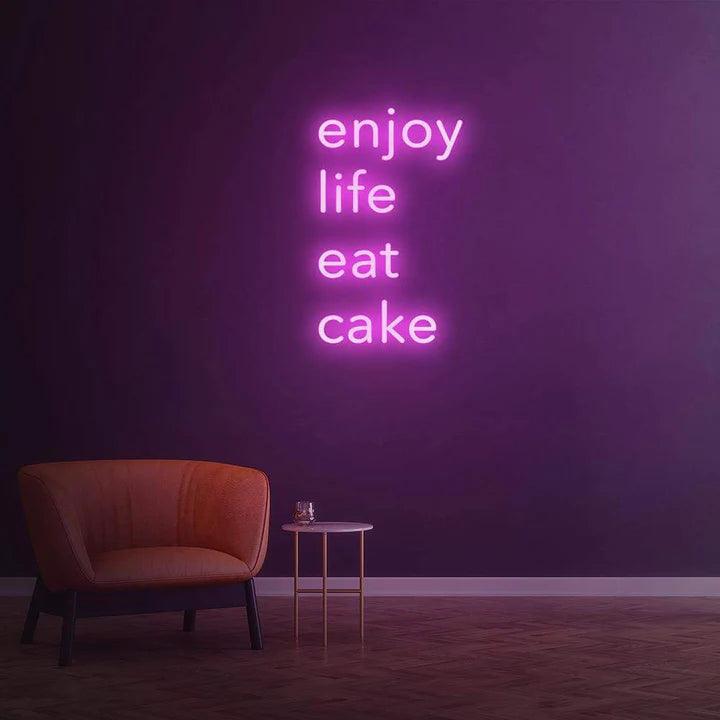 ENJOY LIFE EAT CAKE - LED NEON SIGN-Neonsigns-45 x 90 cm-Pink-Neon Brothers