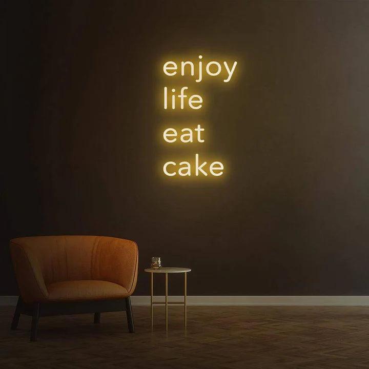 ENJOY LIFE EAT CAKE - LED NEON SIGN-Neonsigns-45 x 90 cm-Warm White-Neon Brothers