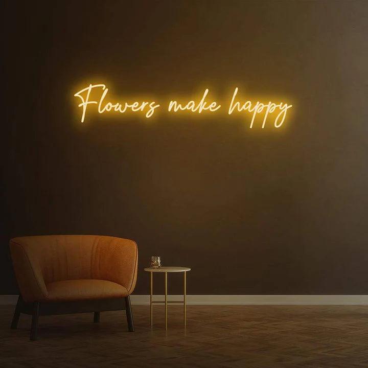 FLOWERS MAKE HAPPY - LED NEON SIGN-Neonsigns-45 x 90 cm-Orange-Neon Brothers