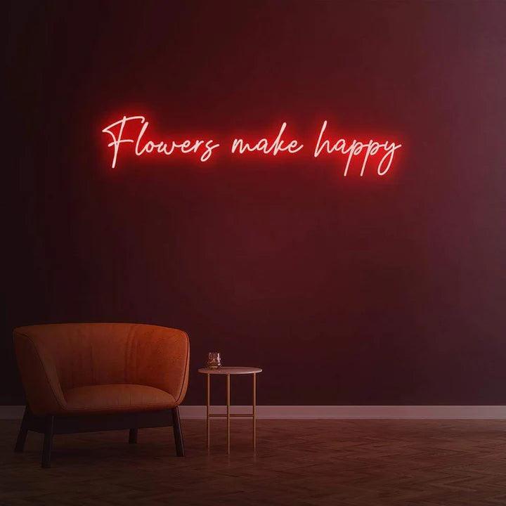 FLOWERS MAKE HAPPY - LED NEON SIGN-Neonsigns-45 x 90 cm-Red-Neon Brothers