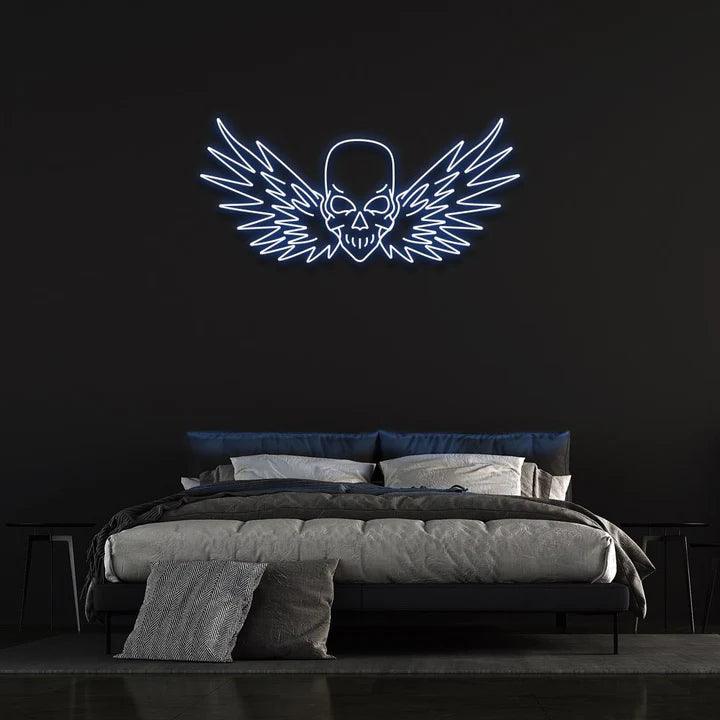 FLYING SKULL - LED NEON SIGN-Neonsigns-60 x 120 cm-Blue-Neon Brothers