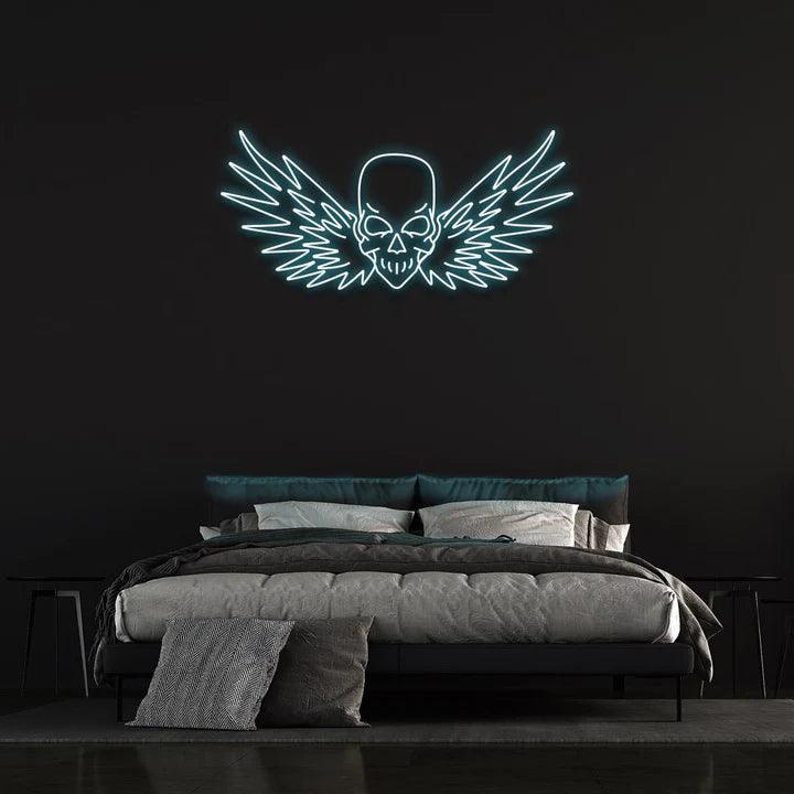 FLYING SKULL - LED NEON SIGN-Neonsigns-60 x 120 cm-Ice Blue-Neon Brothers