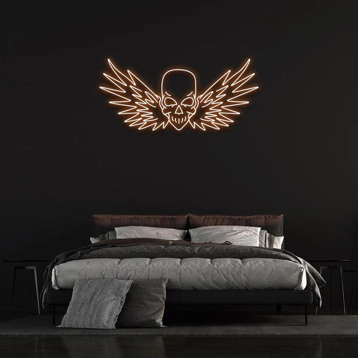 FLYING SKULL - LED NEON SIGN-Neonsigns-60 x 120 cm-Orange-Neon Brothers